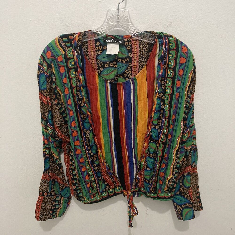 Carole Little Multicolor Multi-pattern Layered Long Sleeve German Rayon Top 6